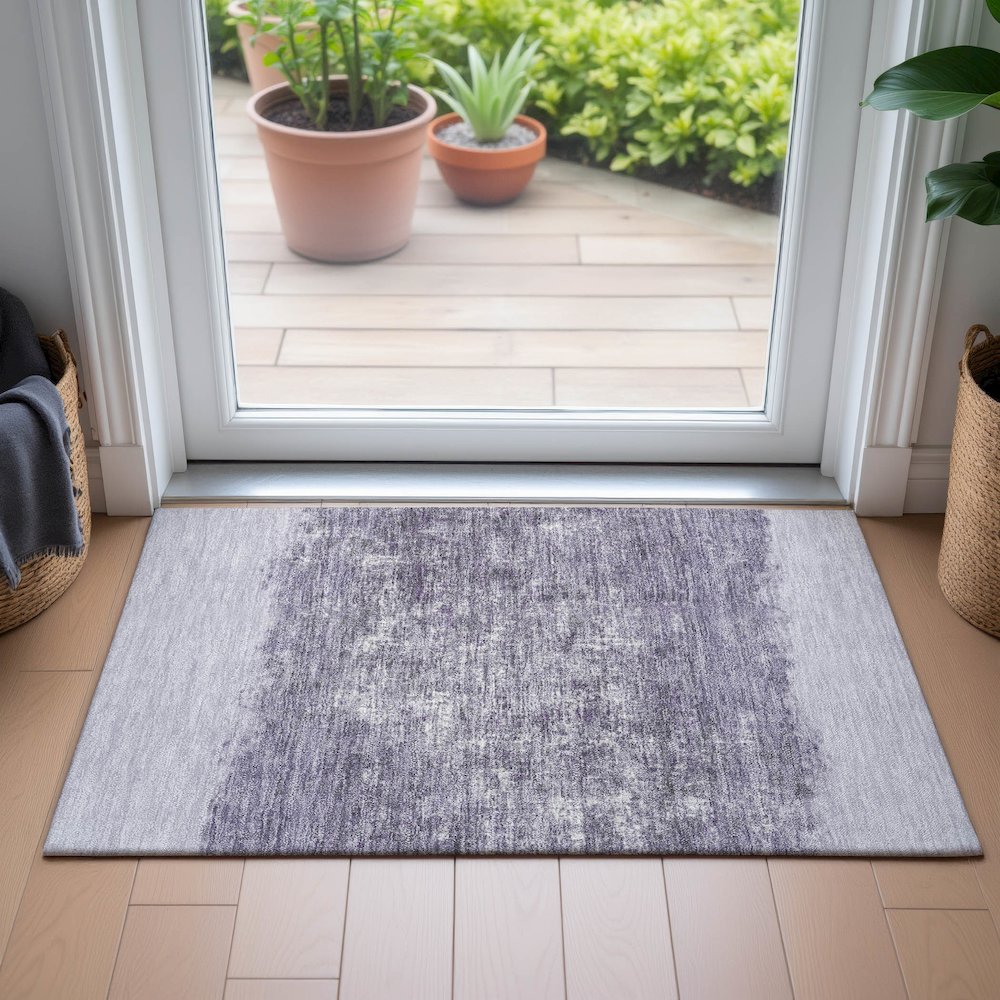 Machine Washable Indoor/Outdoor Chantille ACN2214 Lavender 1'8" x 2'6" Rug. Picture 5