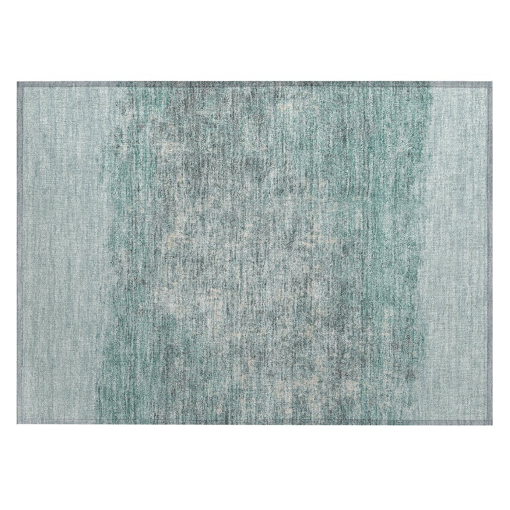 Machine Washable Indoor/Outdoor Chantille ACN2214 Teal 1'8" x 2'6" Rug. Picture 1