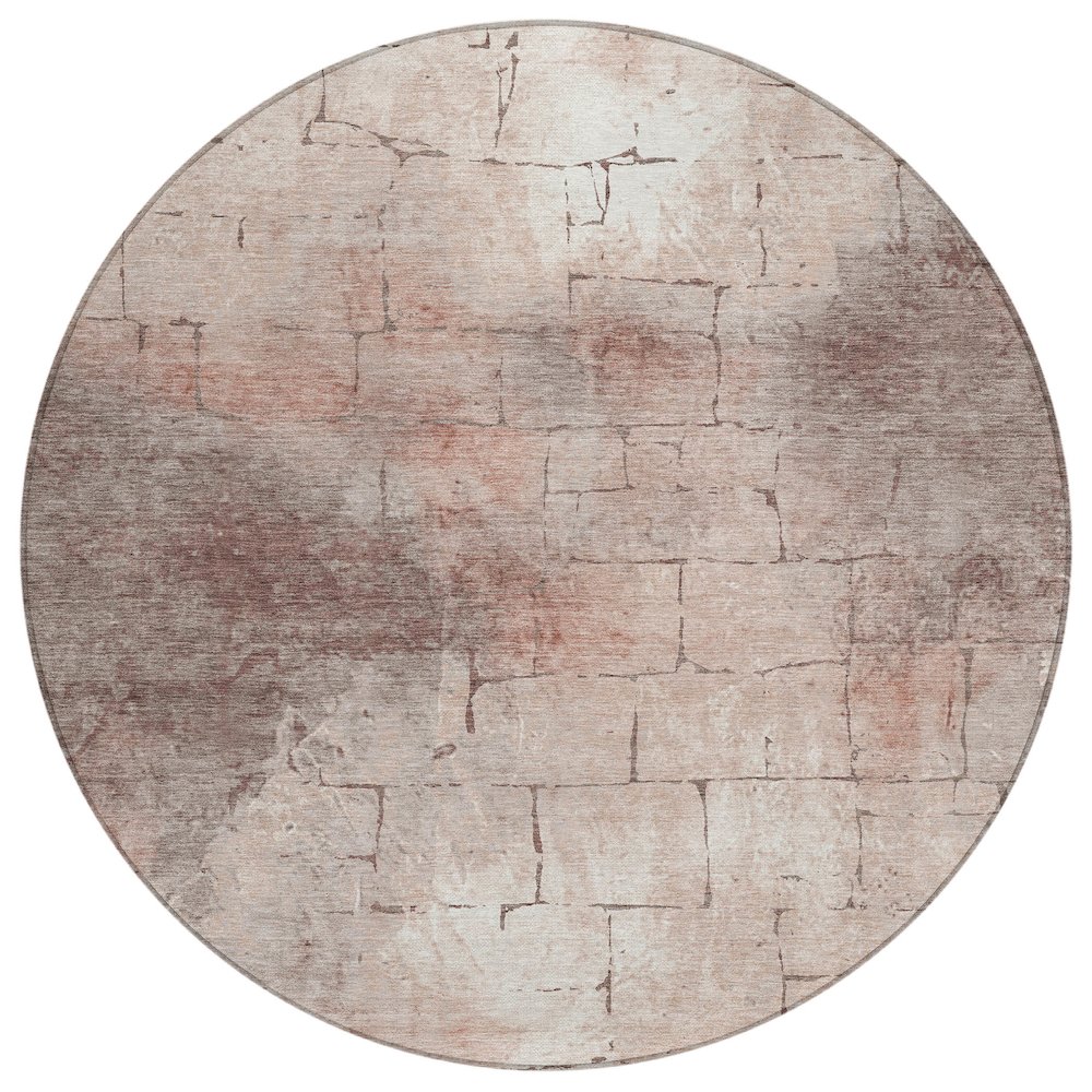 Machine Washable Indoor/Outdoor Chantille ACN2215 Coral 8' x 8' Round Rug. Picture 1