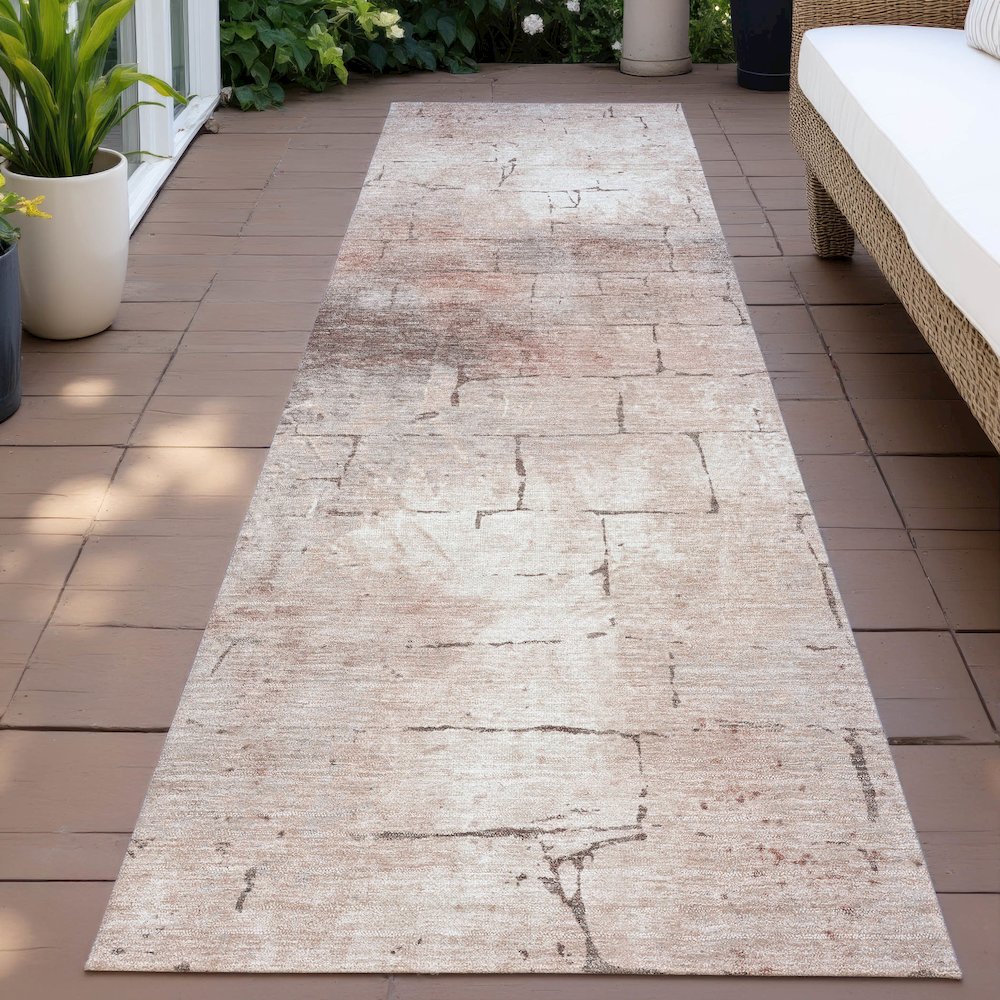 Machine Washable Indoor/Outdoor Chantille ACN2215 Coral 2'3" x 7'6" Runner Rug. Picture 6