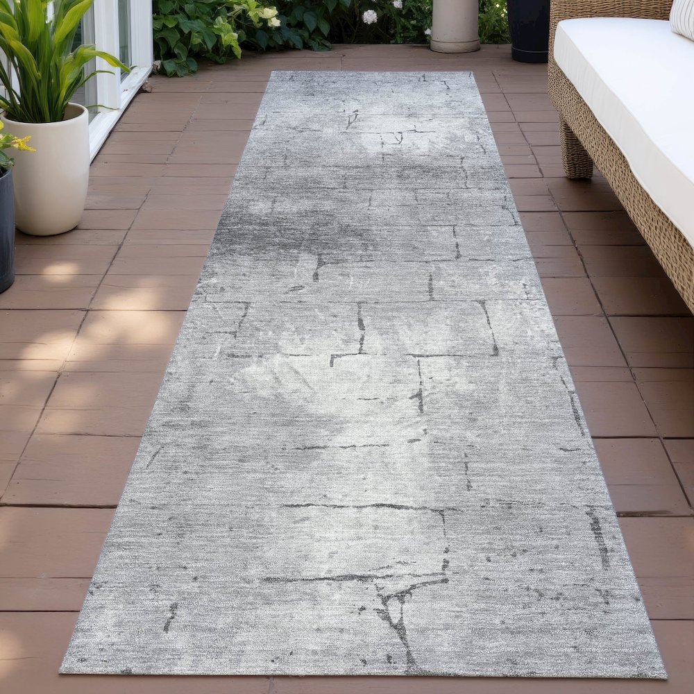 Machine Washable Indoor/Outdoor Chantille ACN2215 Gray 2'3" x 7'6" Runner Rug. Picture 6