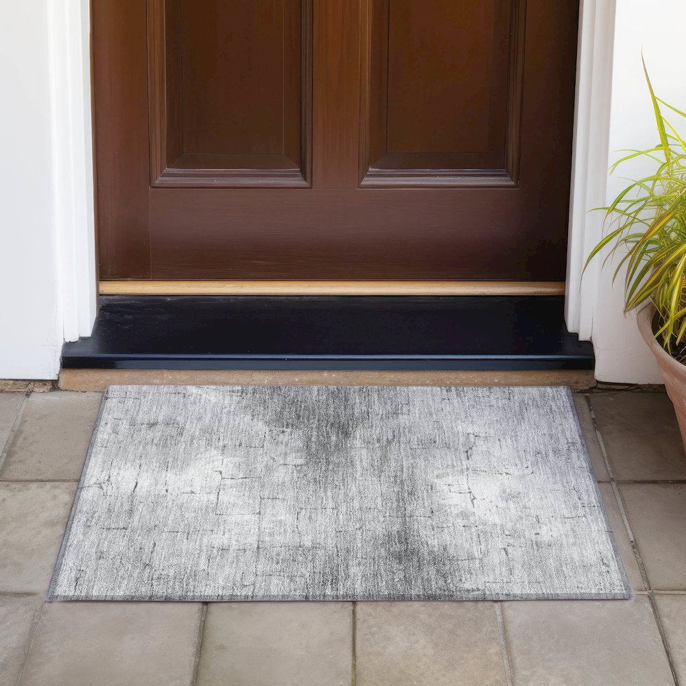 Machine Washable Indoor/Outdoor Chantille ACN2215 Gray 1'8" x 2'6" Rug. Picture 6