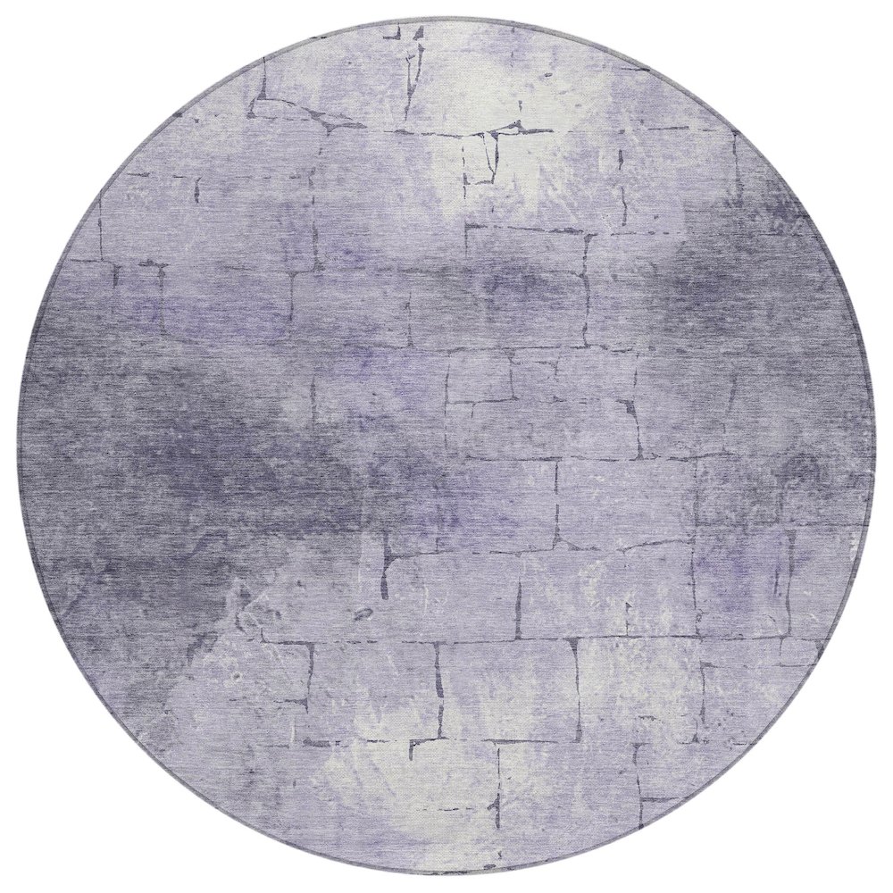 Machine Washable Indoor/Outdoor Chantille ACN2215 Lavender 8' x 8' Round Rug. Picture 1