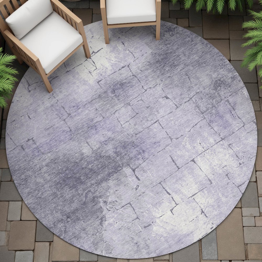 Machine Washable Indoor/Outdoor Chantille ACN2215 Lavender 8' x 8' Round Rug. Picture 6