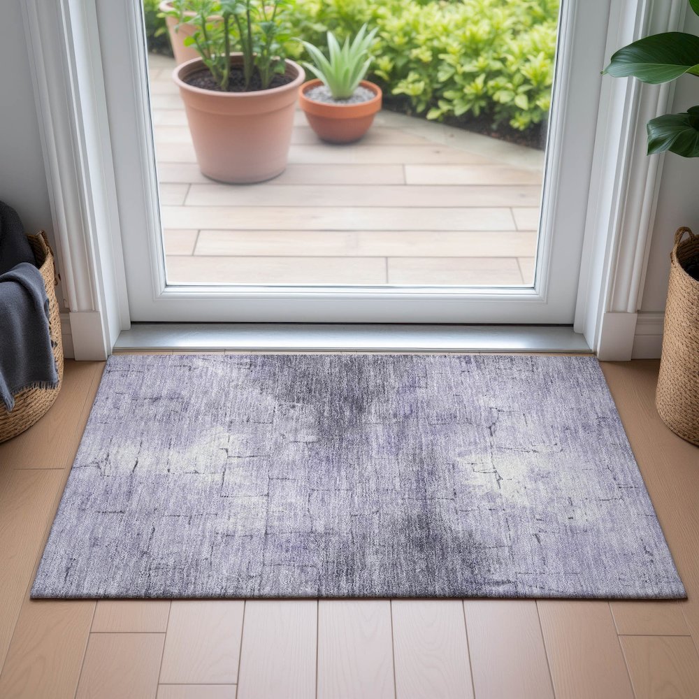 Machine Washable Indoor/Outdoor Chantille ACN2215 Lavender 1'8" x 2'6" Rug. Picture 5