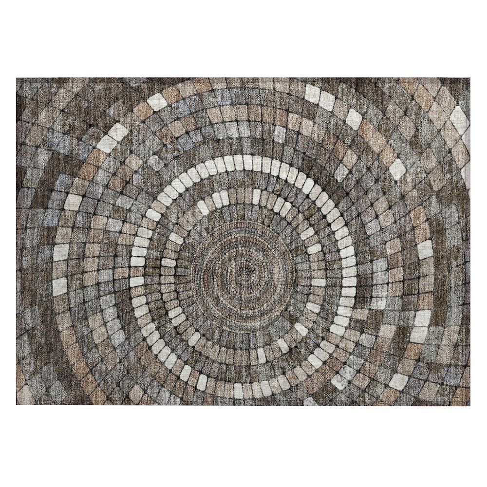 Machine Washable Indoor/Outdoor Chantille ACN2216 Brown 1'8" x 2'6" Rug. Picture 1