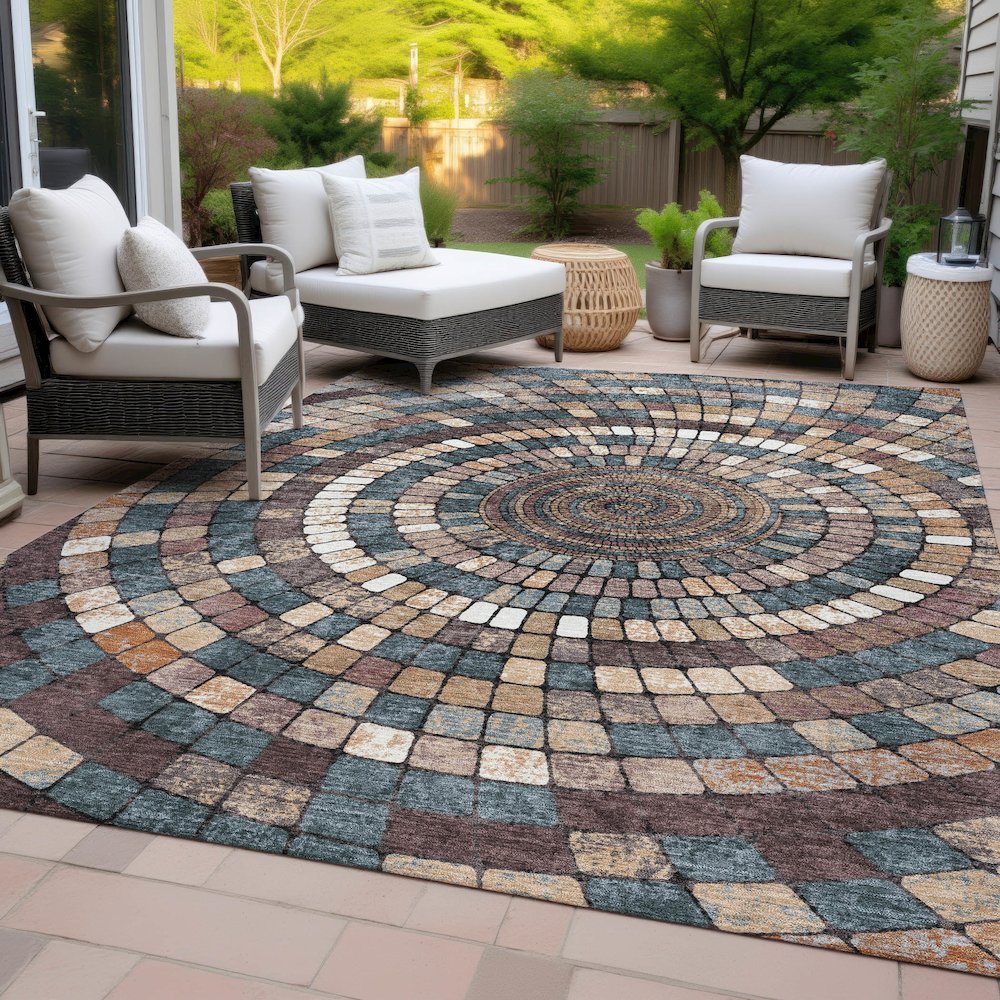 Machine Washable Indoor/Outdoor Chantille ACN2216 Copper 2'6" x 3'10" Rug. Picture 8