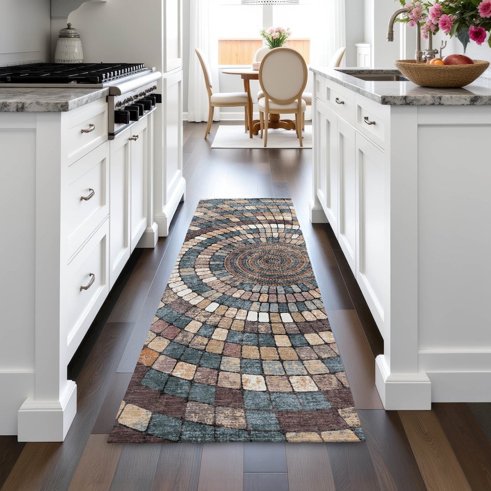 Machine Washable Indoor/Outdoor Chantille ACN2216 Copper 2'3" x 7'6" Runner Rug. Picture 5