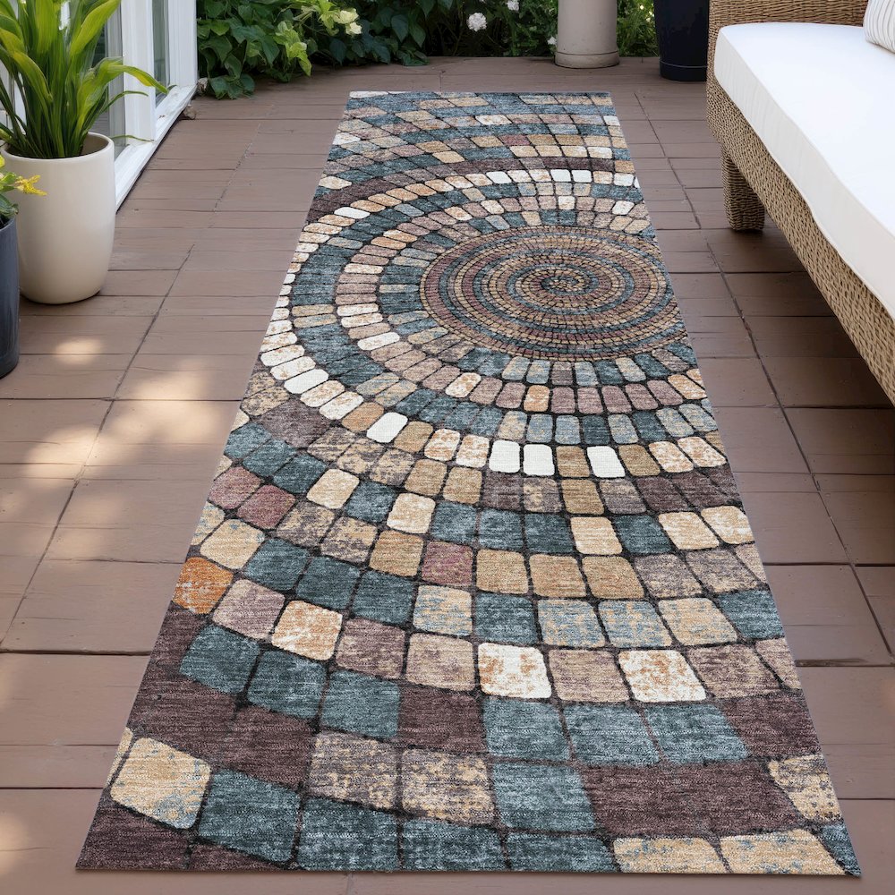 Machine Washable Indoor/Outdoor Chantille ACN2216 Copper 2'3" x 7'6" Runner Rug. Picture 6