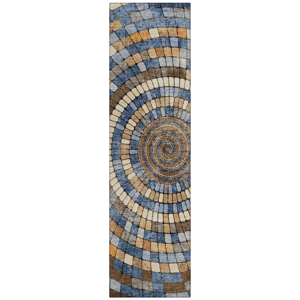Machine Washable Indoor/Outdoor Chantille ACN2216 Denim 2'3" x 7'6" Runner Rug. Picture 1
