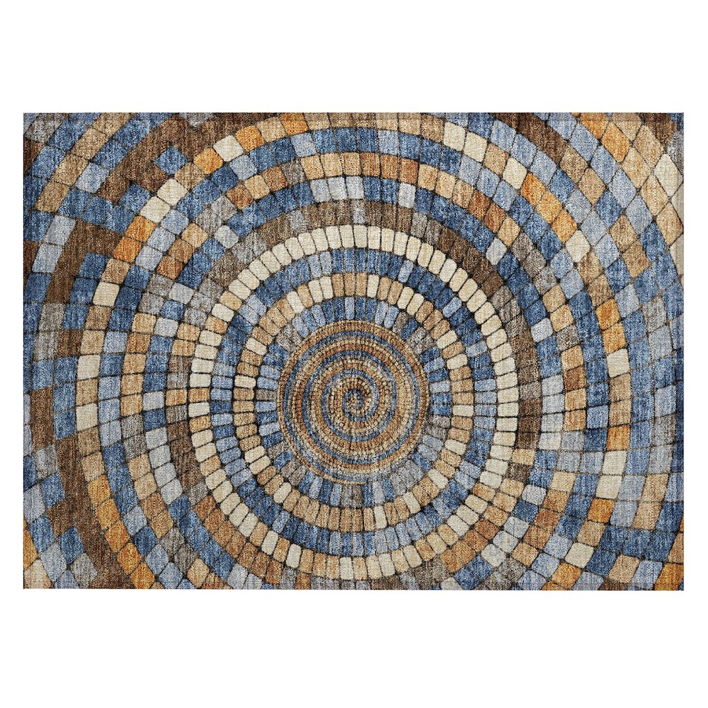 Machine Washable Indoor/Outdoor Chantille ACN2216 Denim 1'8" x 2'6" Rug. Picture 1