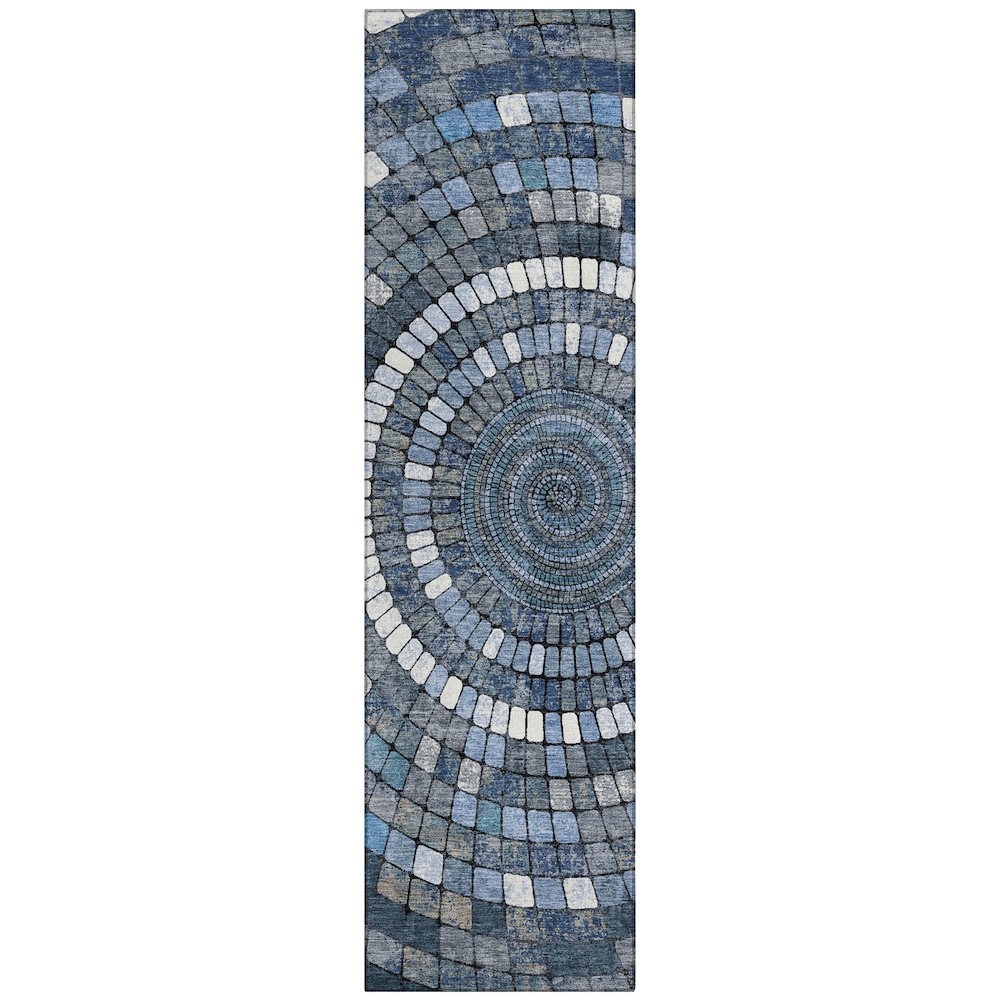 Machine Washable Indoor/Outdoor Chantille ACN2216 Navy 2'3" x 7'6" Runner Rug. Picture 1