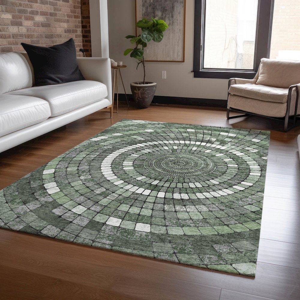 Machine Washable Indoor/Outdoor Chantille ACN2216 Sage 2'6" x 3'10" Rug. Picture 5