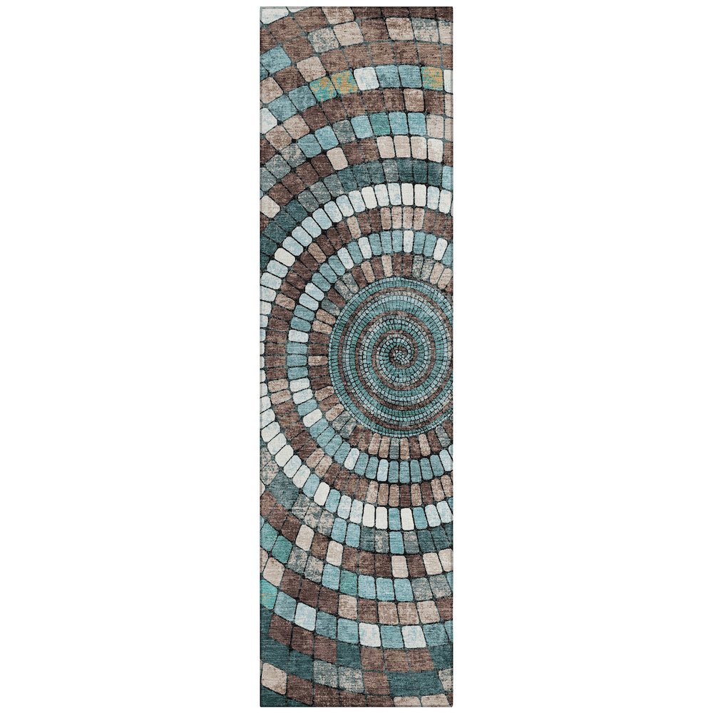 Machine Washable Indoor/Outdoor Chantille ACN2216 Teal 2'3" x 7'6" Runner Rug. Picture 1