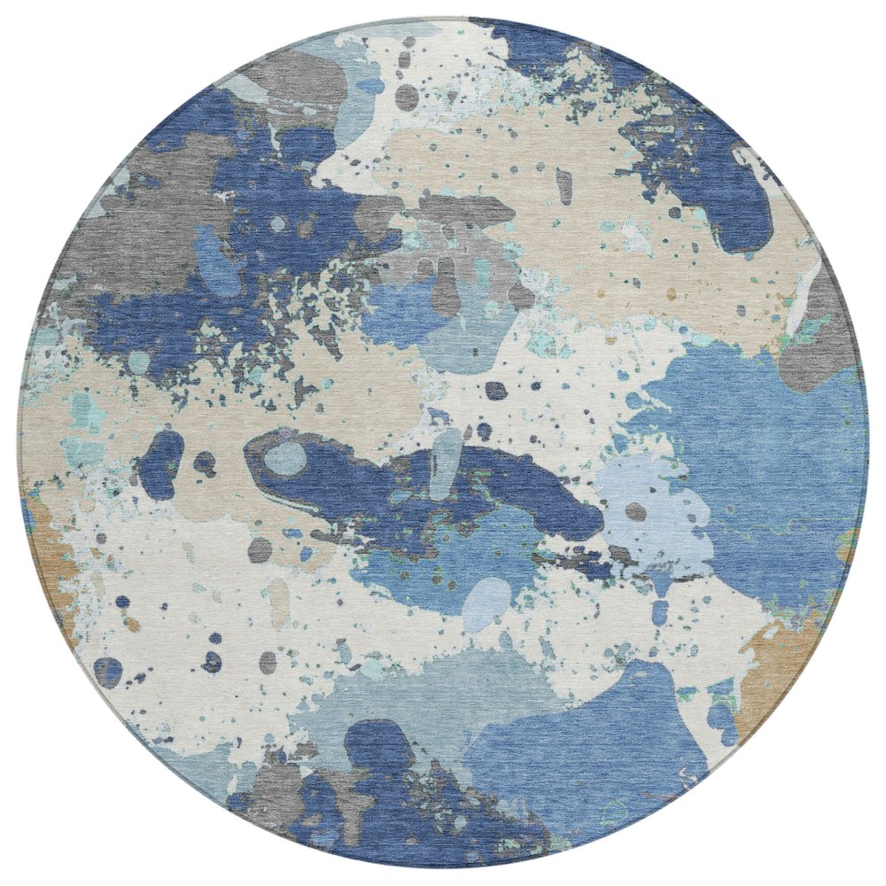 Machine Washable Indoor/Outdoor Chantille ACN2217 Denim 8' x 8' Round Rug. Picture 1