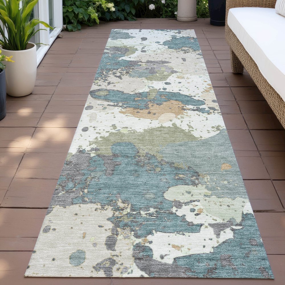 Machine Washable Indoor/Outdoor Chantille ACN2217 Seafoam 2'3" x 7'6" Runner Rug. Picture 6