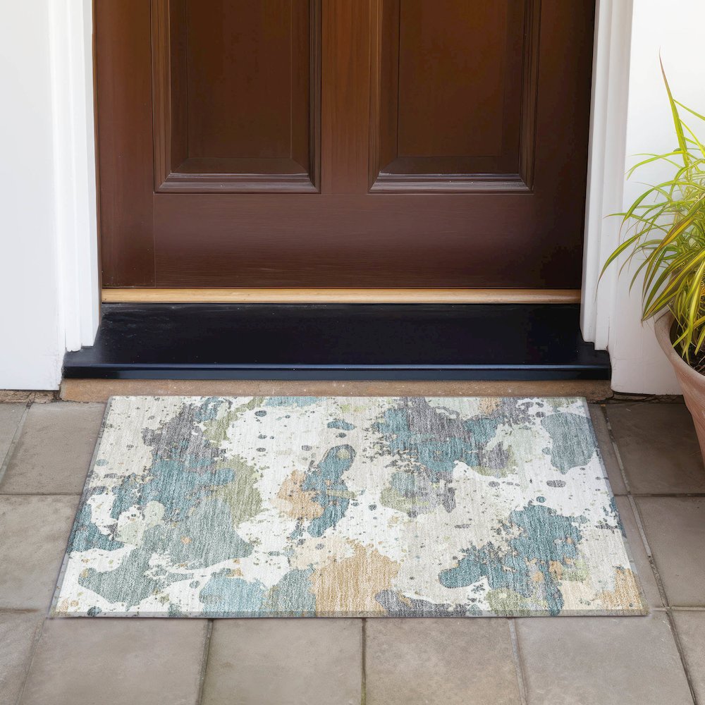Machine Washable Indoor/Outdoor Chantille ACN2217 Seafoam 1'8" x 2'6" Rug. Picture 6