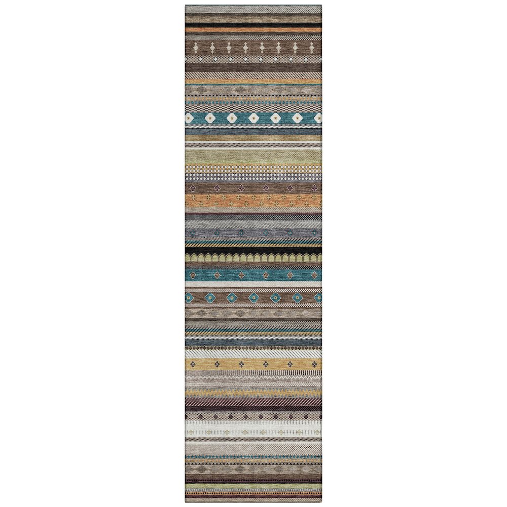 Machine Washable Indoor/Outdoor Chantille ACN2218 Brown 2'3" x 7'6" Runner Rug. Picture 1