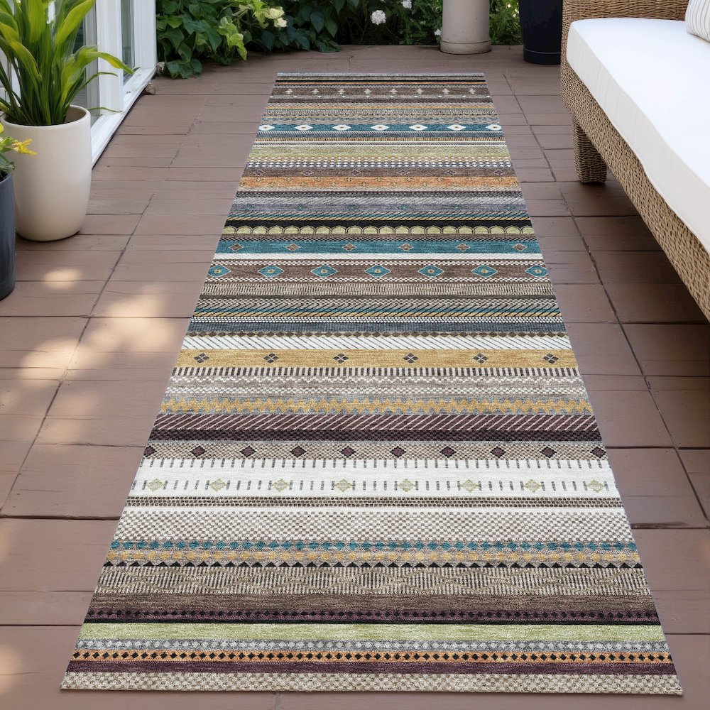 Machine Washable Indoor/Outdoor Chantille ACN2218 Brown 2'3" x 7'6" Runner Rug. Picture 6