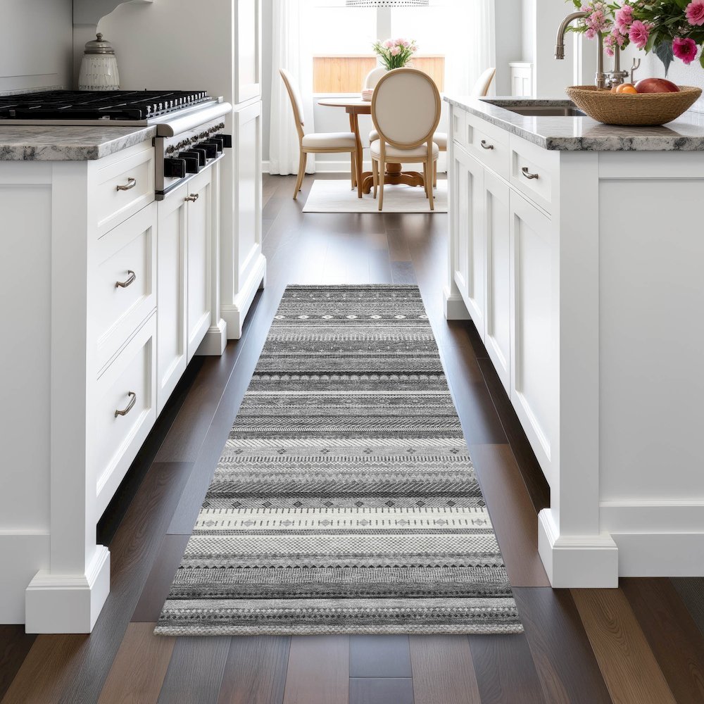 Machine Washable Indoor/Outdoor Chantille ACN2218 Gray 2'3" x 7'6" Runner Rug. Picture 5