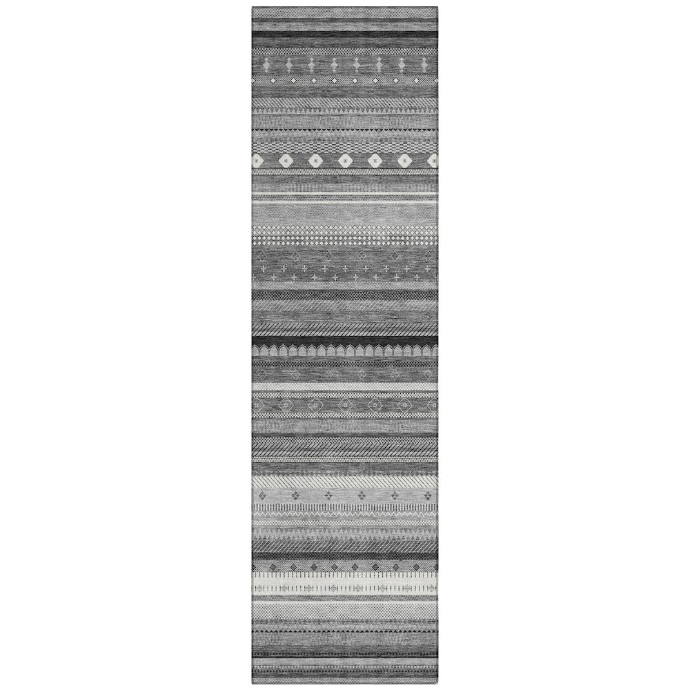 Machine Washable Indoor/Outdoor Chantille ACN2218 Gray 2'3" x 7'6" Runner Rug. Picture 1