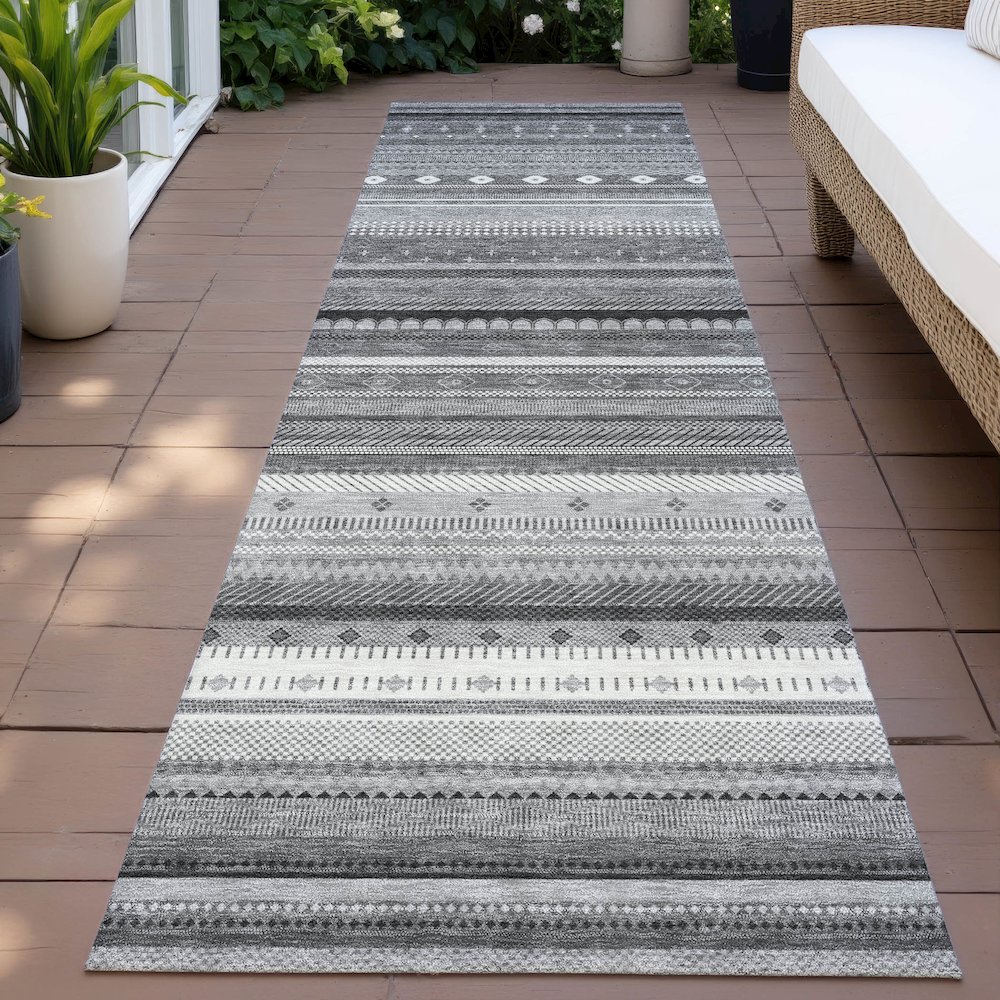 Machine Washable Indoor/Outdoor Chantille ACN2218 Gray 2'3" x 7'6" Runner Rug. Picture 6