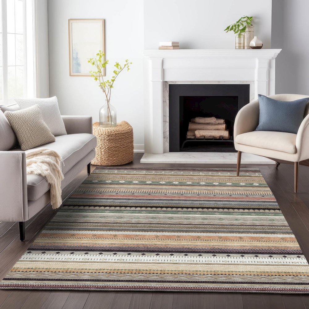 Machine Washable Indoor/Outdoor Chantille ACN2218 Khaki 2'6" x 3'10" Rug. Picture 6