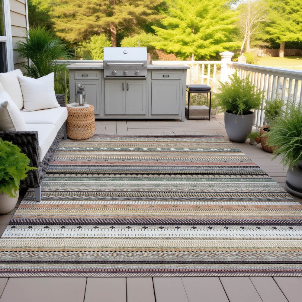 Machine Washable Indoor/Outdoor Chantille ACN2218 Khaki 2'6" x 3'10" Rug. Picture 7