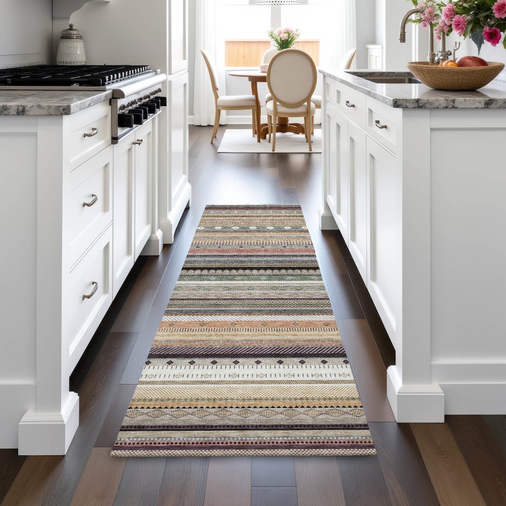 Machine Washable Indoor/Outdoor Chantille ACN2218 Khaki 2'3" x 7'6" Runner Rug. Picture 5