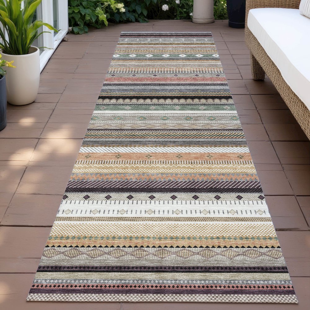 Machine Washable Indoor/Outdoor Chantille ACN2218 Khaki 2'3" x 7'6" Runner Rug. Picture 6