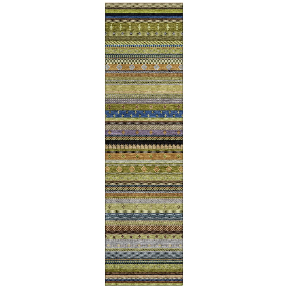 Machine Washable Indoor/Outdoor Chantille ACN2218 Olive 2'3" x 7'6" Runner Rug. Picture 1