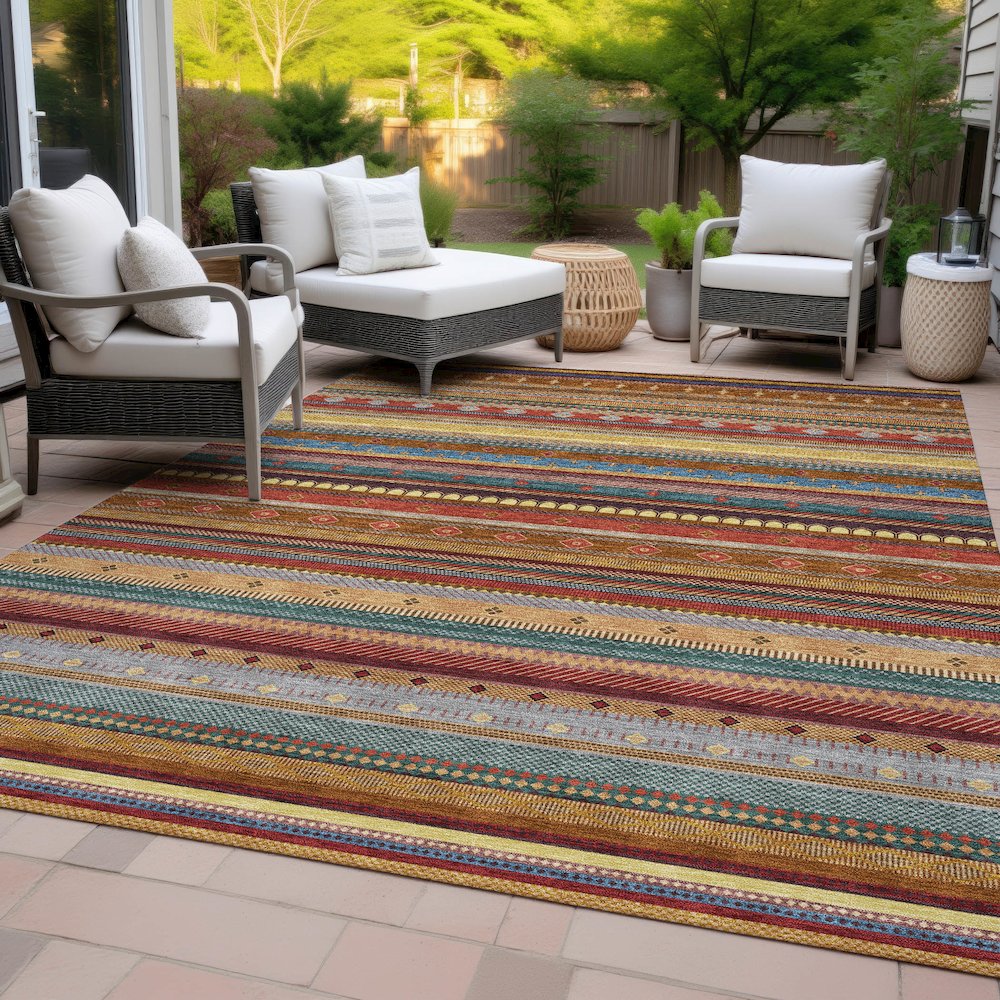 Machine Washable Indoor/Outdoor Chantille ACN2218 Paprika 2'6" x 3'10" Rug. Picture 8