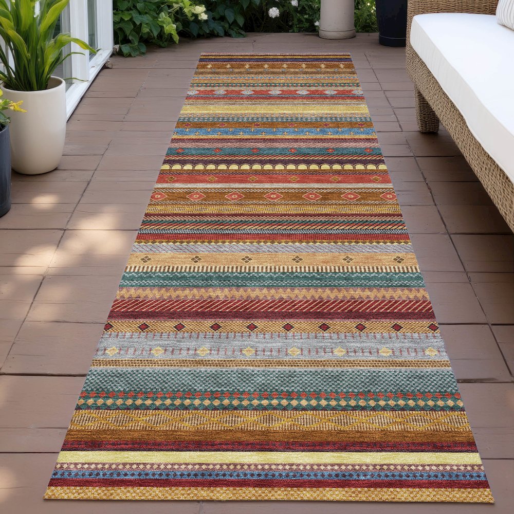 Machine Washable Indoor/Outdoor Chantille ACN2218 Paprika 2'3" x 7'6" Runner Rug. Picture 6