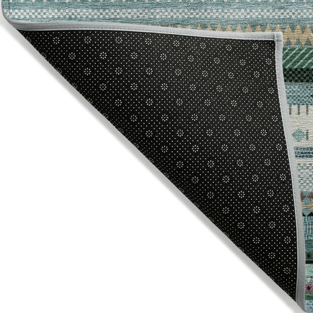 Machine Washable Indoor/Outdoor Chantille ACN2218 Teal 1'8" x 2'6" Rug. Picture 2
