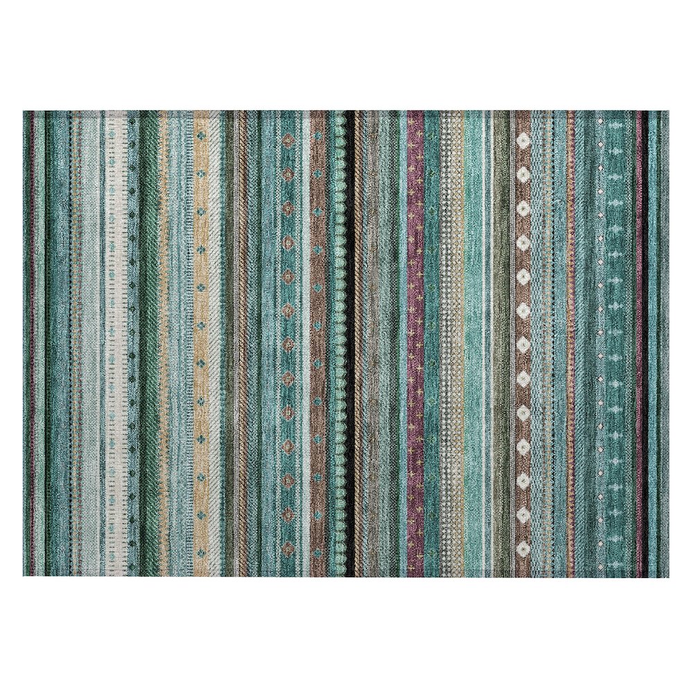 Machine Washable Indoor/Outdoor Chantille ACN2218 Teal 1'8" x 2'6" Rug. Picture 1