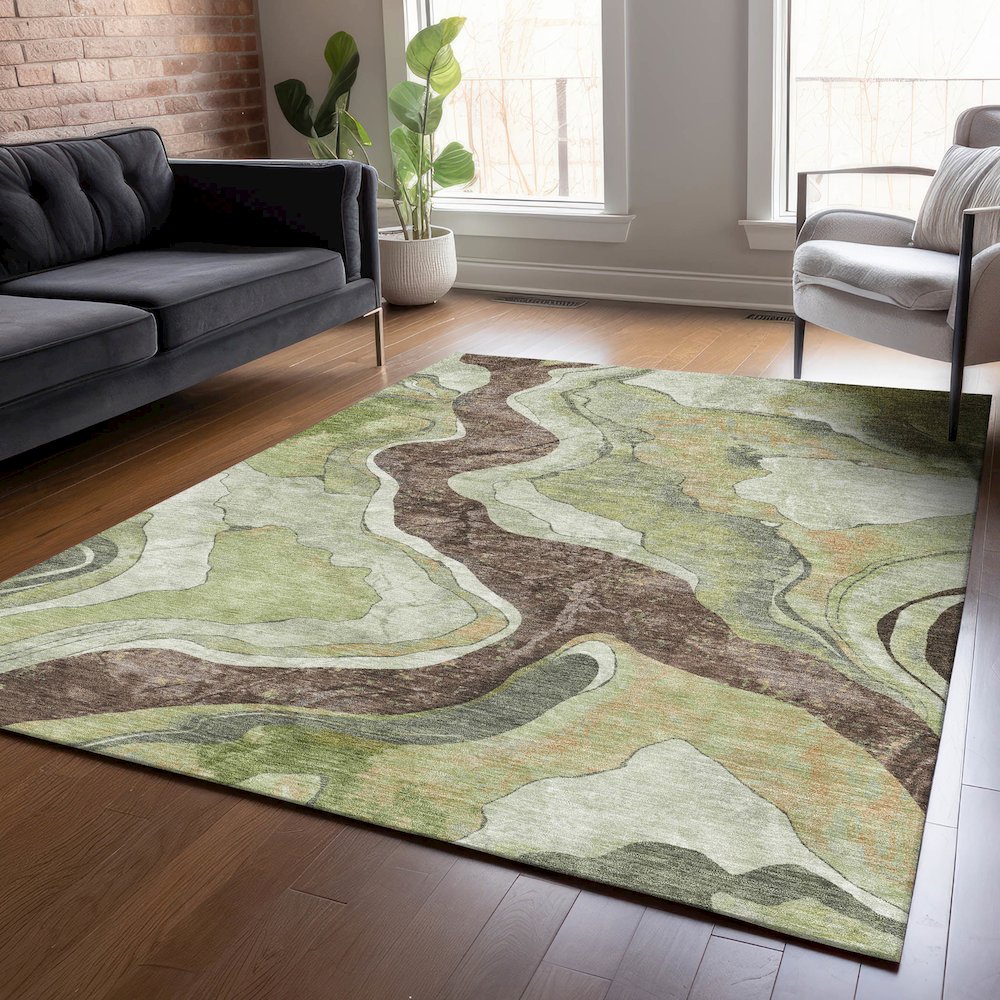 Machine Washable Indoor/Outdoor Chantille ACN2219 Aloe 2'6" x 3'10" Rug. Picture 5