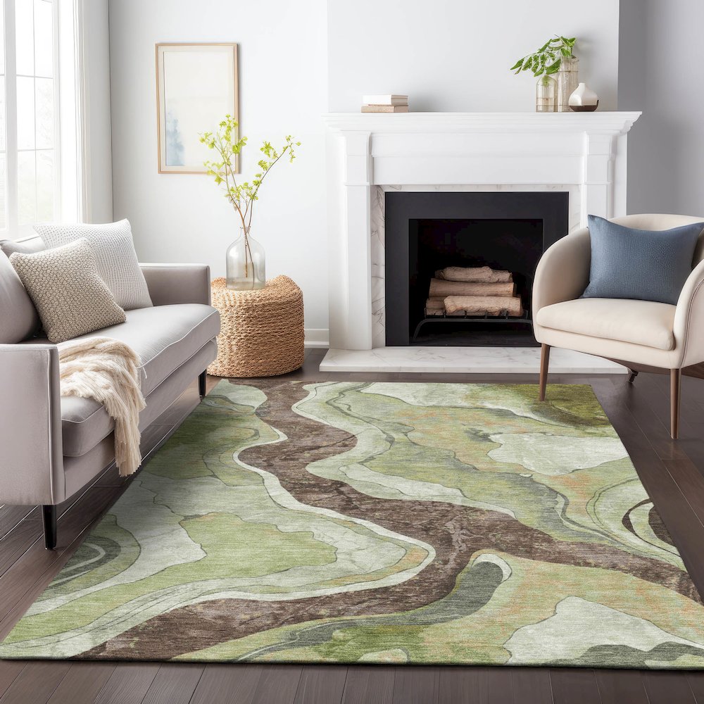 Machine Washable Indoor/Outdoor Chantille ACN2219 Aloe 2'6" x 3'10" Rug. Picture 6