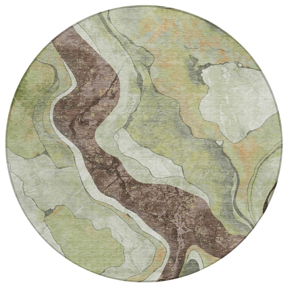 Machine Washable Indoor/Outdoor Chantille ACN2219 Aloe 8' x 8' Round Rug. Picture 1