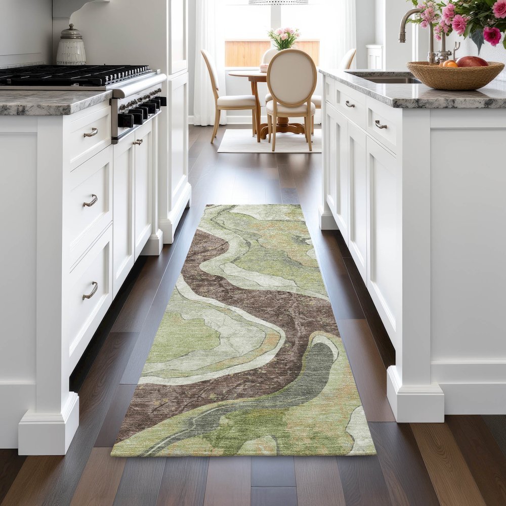 Machine Washable Indoor/Outdoor Chantille ACN2219 Aloe 2'3" x 7'6" Runner Rug. Picture 5