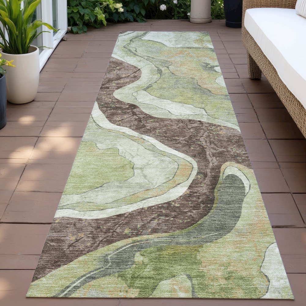 Machine Washable Indoor/Outdoor Chantille ACN2219 Aloe 2'3" x 7'6" Runner Rug. Picture 6