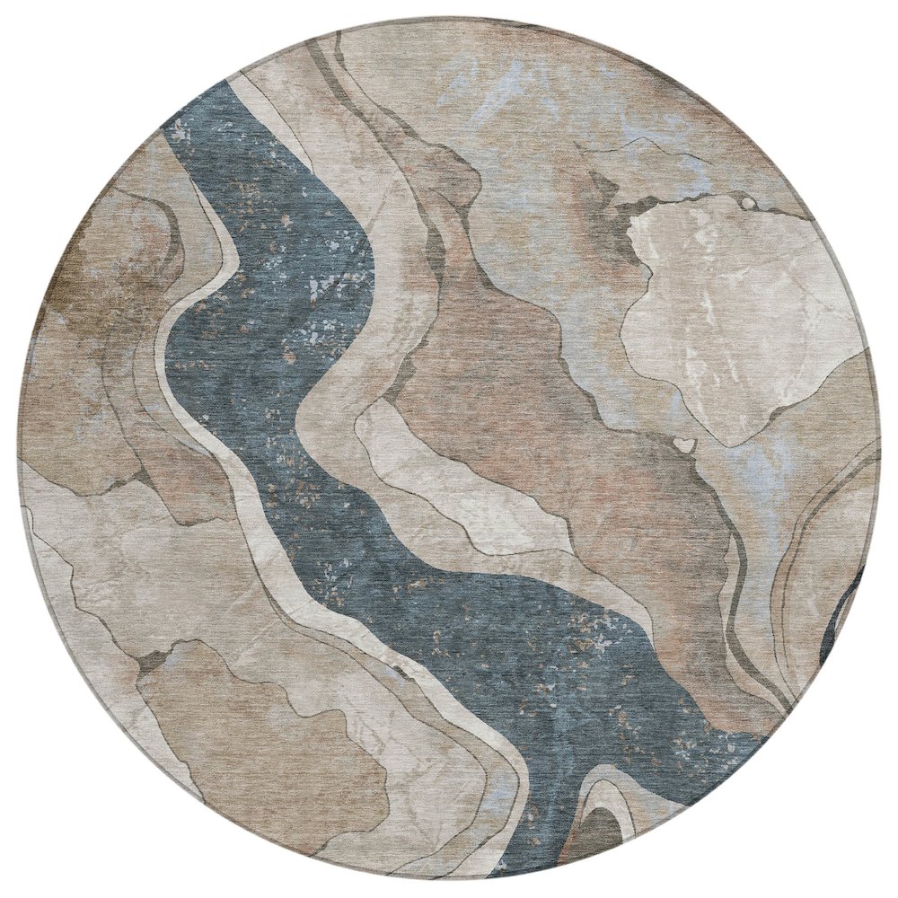 Machine Washable Indoor/Outdoor Chantille ACN2219 Beige 8' x 8' Round Rug. Picture 1