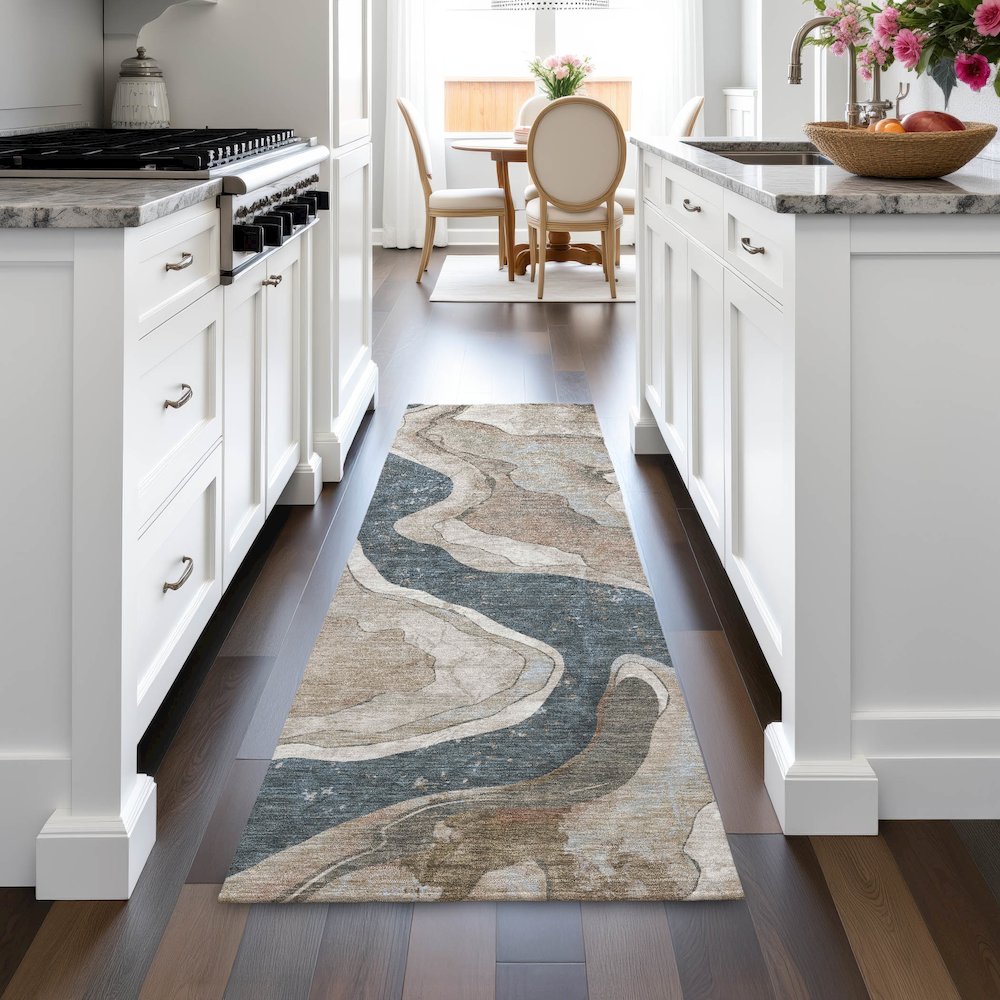 Machine Washable Indoor/Outdoor Chantille ACN2219 Beige 2'3" x 7'6" Runner Rug. Picture 5