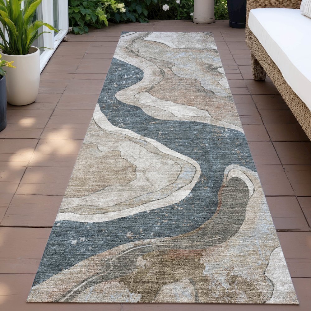 Machine Washable Indoor/Outdoor Chantille ACN2219 Beige 2'3" x 7'6" Runner Rug. Picture 6