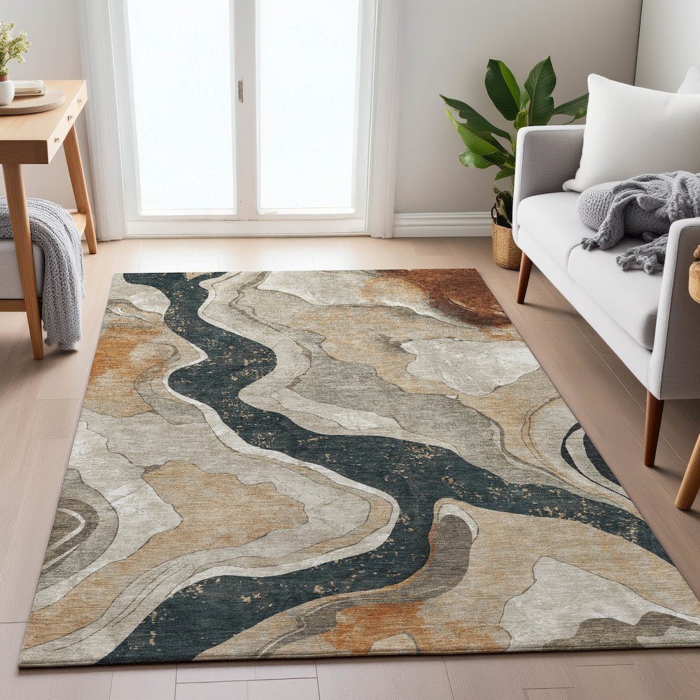 Machine Washable Indoor/Outdoor Chantille ACN2219 Putty 2'6" x 3'10" Rug. Picture 5
