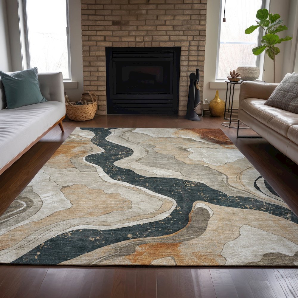 Machine Washable Indoor/Outdoor Chantille ACN2219 Putty 2'6" x 3'10" Rug. Picture 6