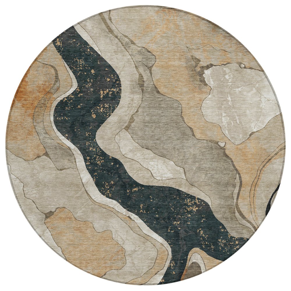 Machine Washable Indoor/Outdoor Chantille ACN2219 Putty 8' x 8' Round Rug. Picture 1