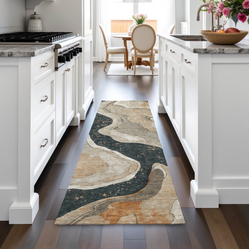 Machine Washable Indoor/Outdoor Chantille ACN2219 Putty 2'3" x 7'6" Runner Rug. Picture 5