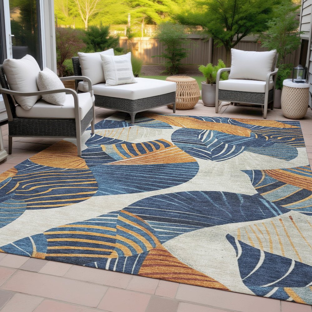 Machine Washable Indoor/Outdoor Chantille ACN2220 Navy 2'6" x 3'10" Rug. Picture 8