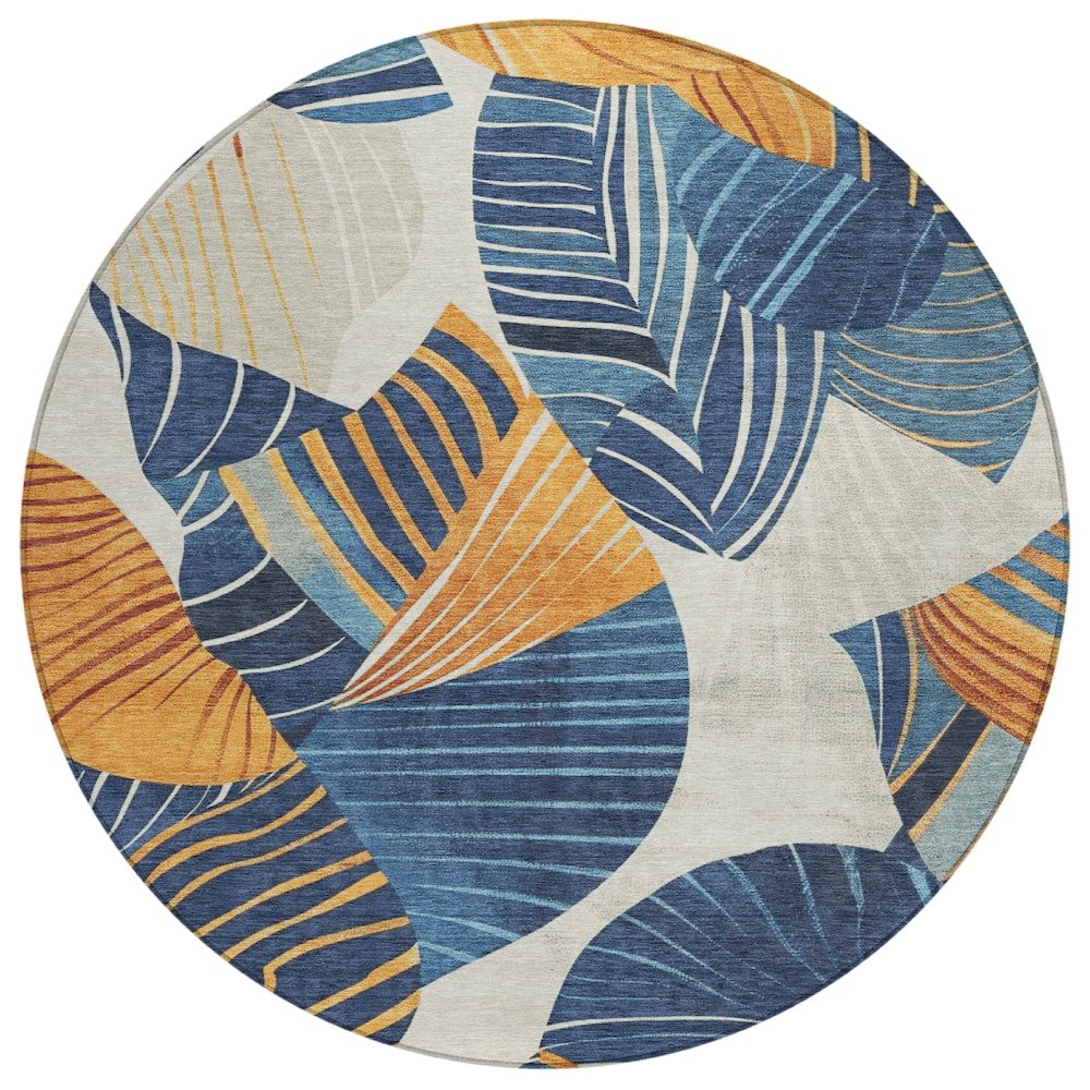 Machine Washable Indoor/Outdoor Chantille ACN2220 Navy 8' x 8' Round Rug. Picture 1