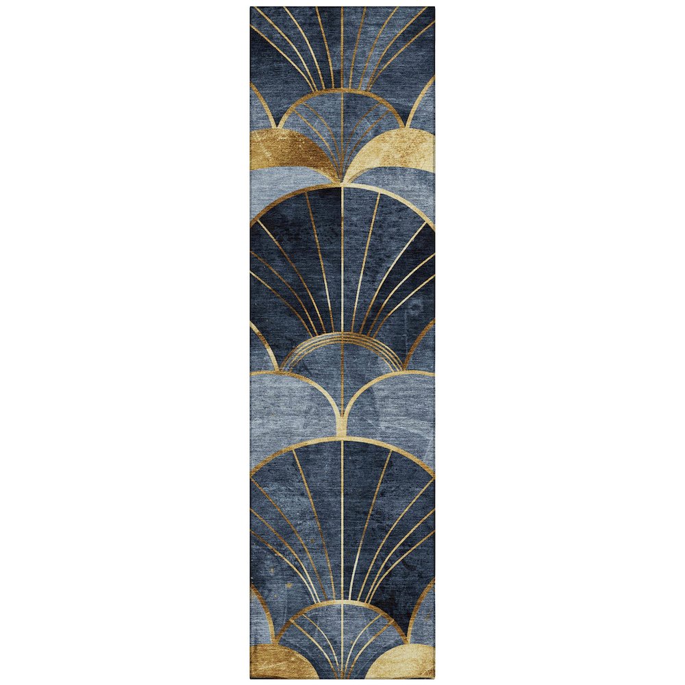 Machine Washable Indoor/Outdoor Chantille ACN2221 Navy 2'3" x 7'6" Runner Rug. Picture 1
